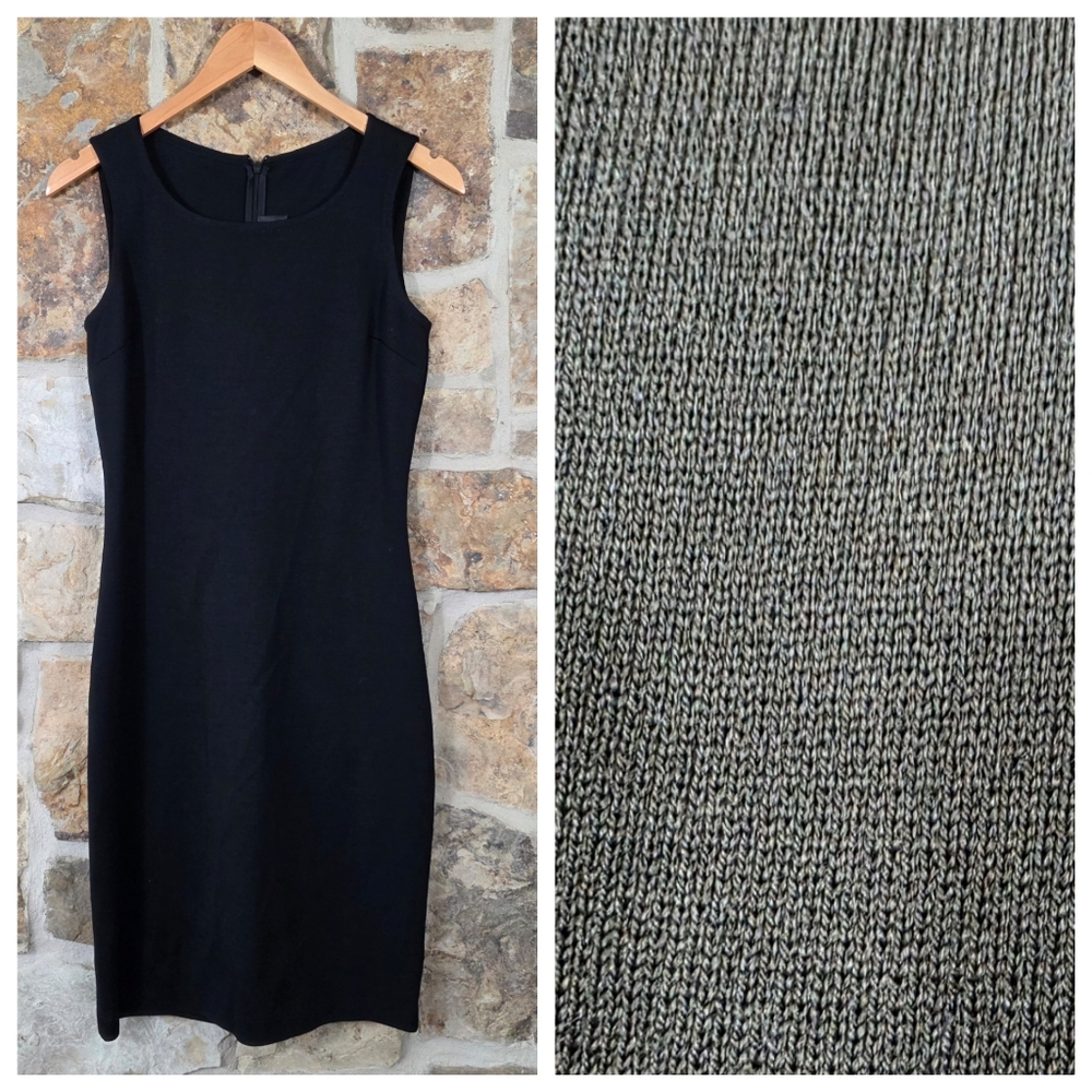 St John Caviar Knit Black Sheath Dress